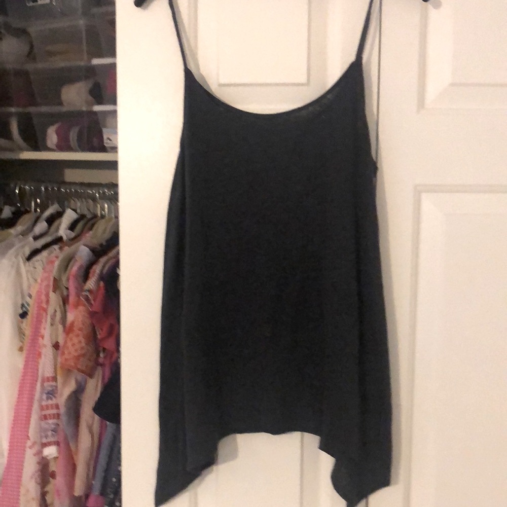 Navy linen tank Loft small
